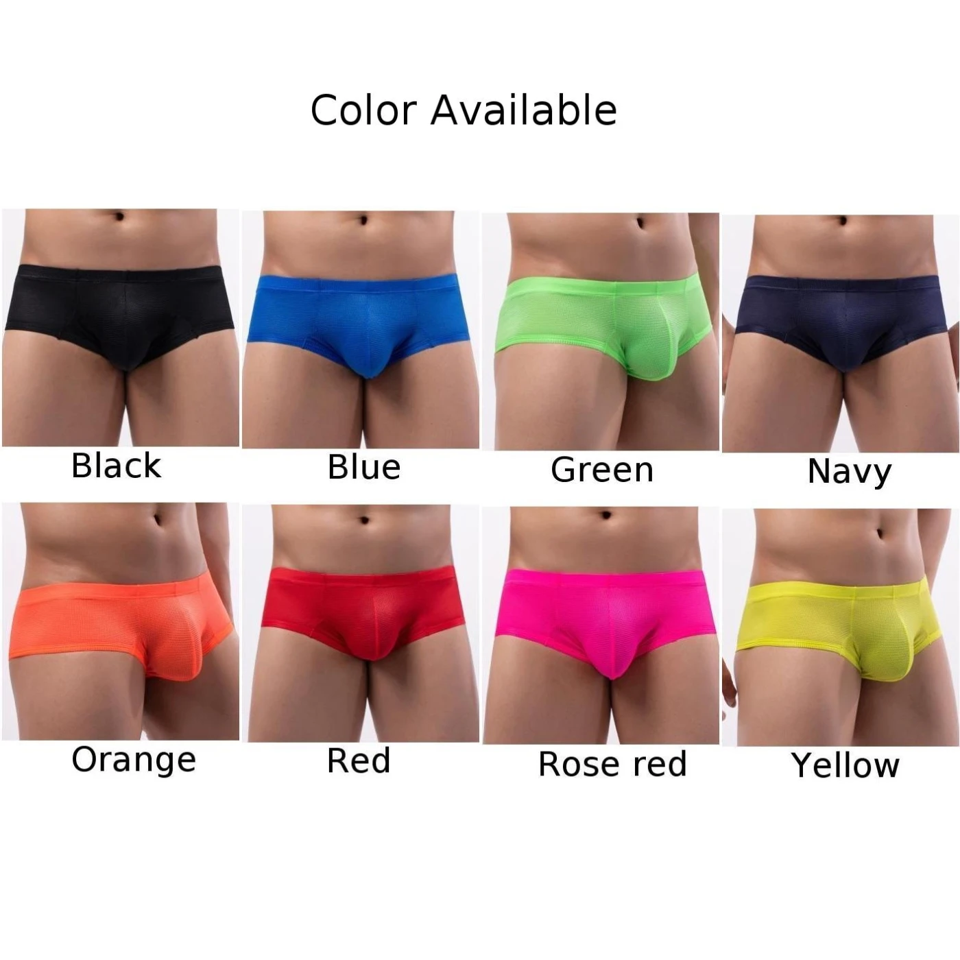 Soft and Stretchy Nylon Men\'s Underwear in Low Waist Half Hip Wrap Bikini Briefs Design U Pouch Panties Shorts Included