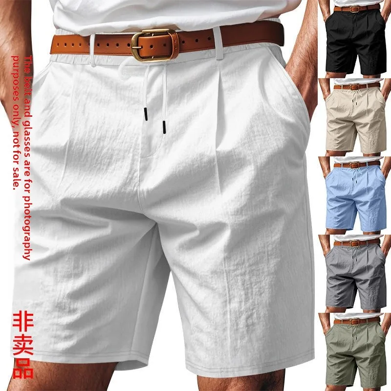 

Men's Casual Linen orts American Sle Beachwear Breathable Summer Loose Fit Five-Quarter Length Spor Micro Stretch