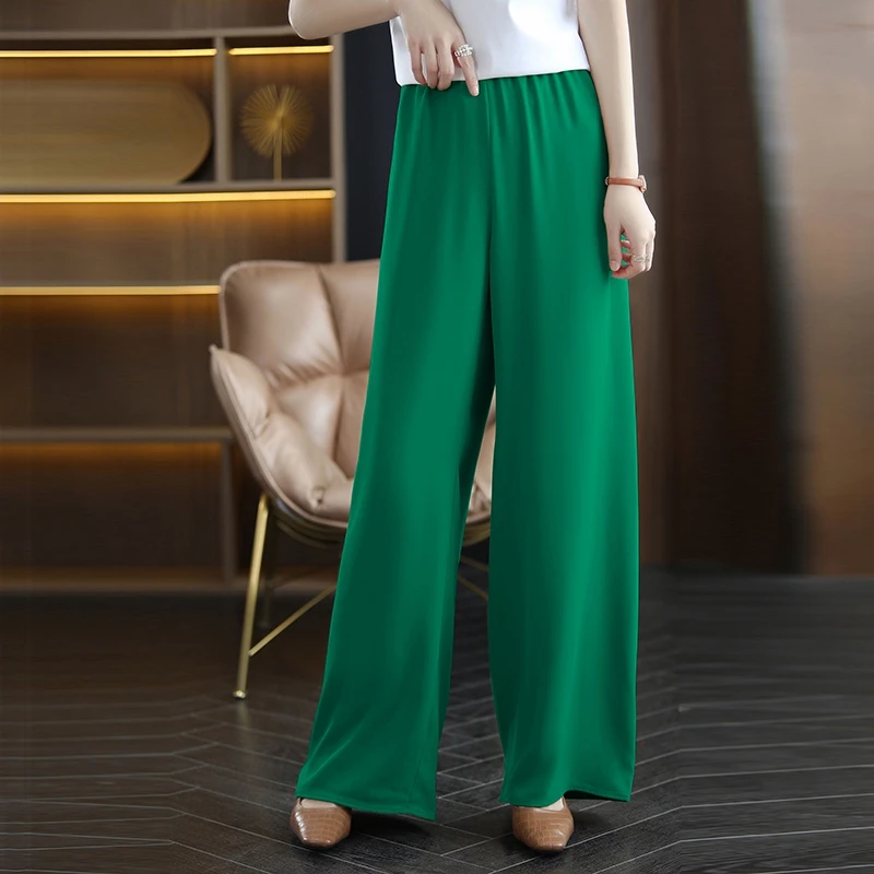 Leisure floor mopping thin style high waisted slimming long pants women's straight leg pants spring and summer wide leg pants