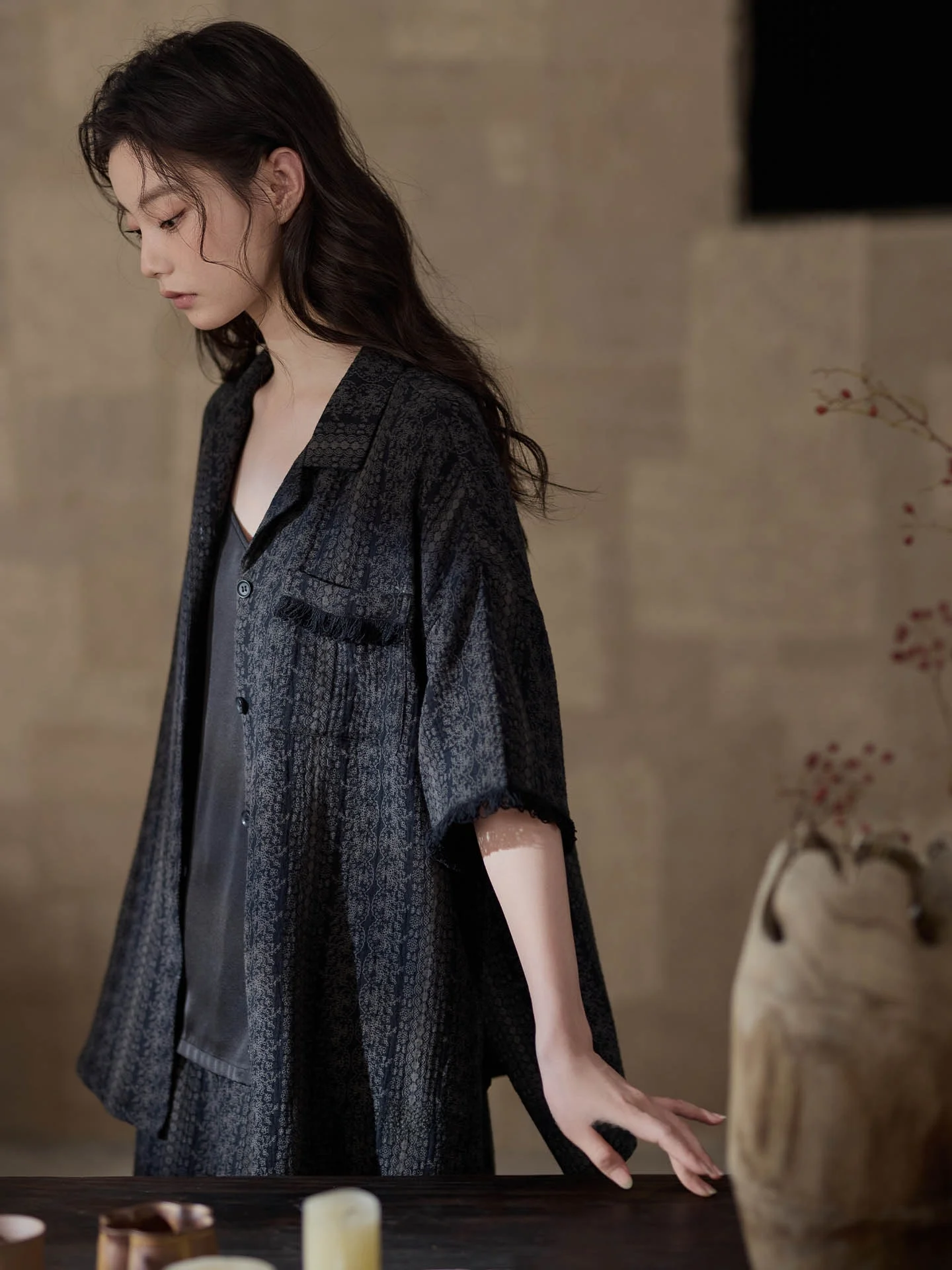 set-pigiama-estivo-leggero-in-cotone-nero-per-donne-con-imbottitura-sul-petto-doppio-strato-maniche-corte-abbigliamento-da-casa-morbido-e-confortevole