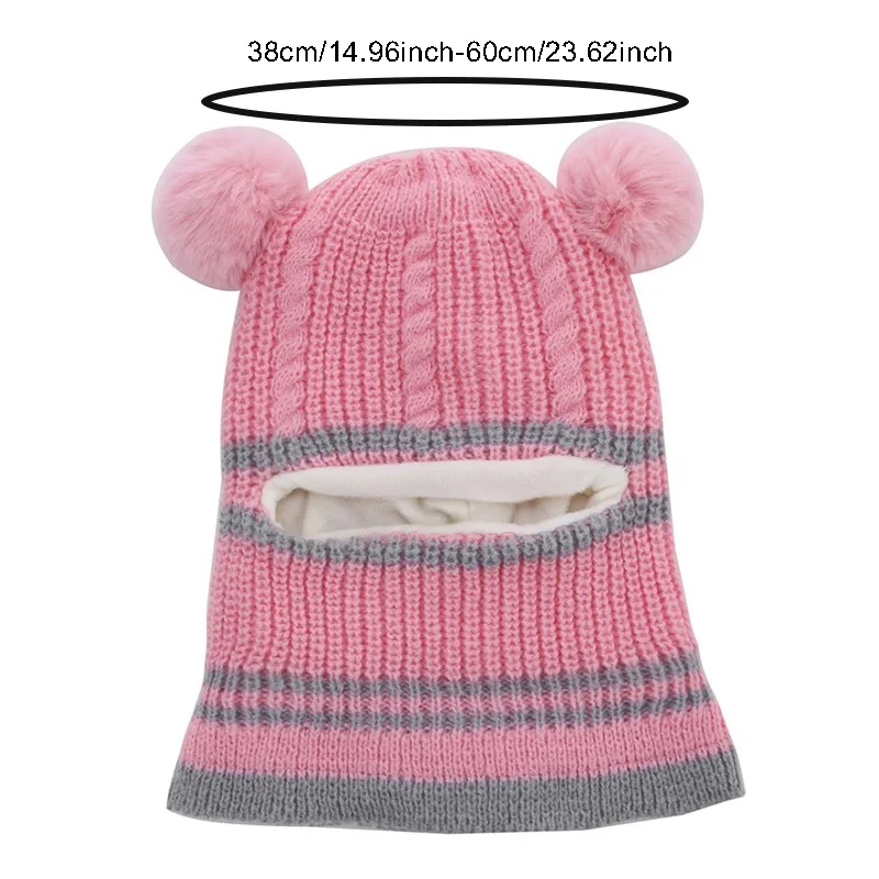 Children Knitted Hat Scarf Two-piece Hooded Autumn And Winter Cute Bear Ear Hats Keep Warm Fluff Thicken Neck Scarf 2025 New