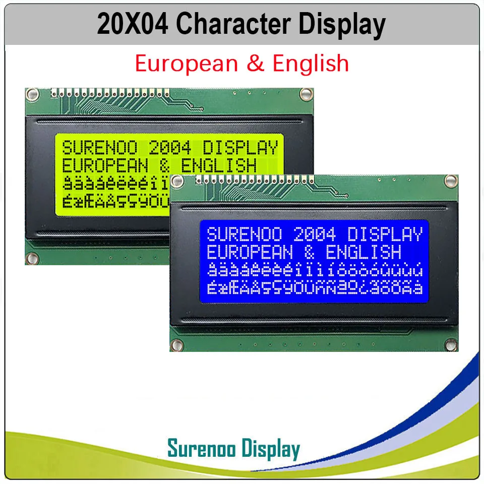 European English 204 20X4 2004 Character LCD Module Display Screen LCM White Blue LED Backlight