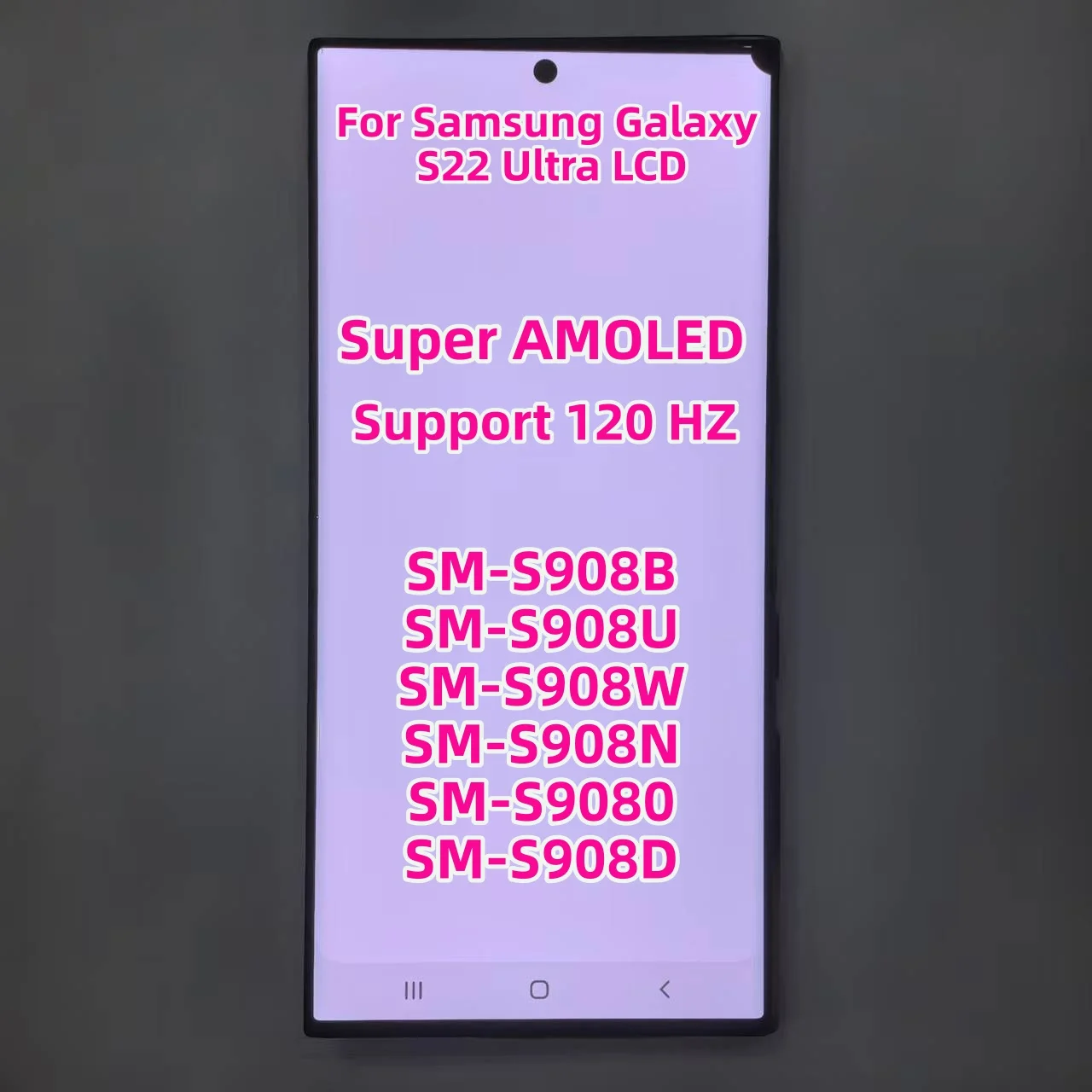 Original Super AMOLED For Samsung S22 Ultra Lcd 120 HZ SM-S9080 SM-S908 SM-S908B SM-S908U S908W Display Touch Screen Replacement
