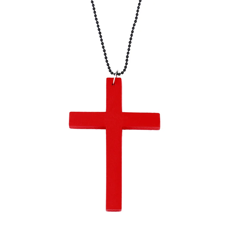 Wood Cross Pendants Necklace Natural Wooden Cross Crafts Jewelry Projects Decor
