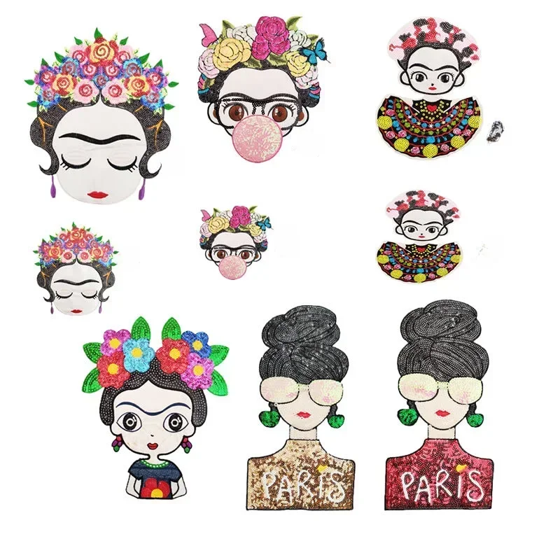 Fashion Opera Costume Embroidery Patch Mexican Figure Sequin Stickers Towel Clothes  Accessories Backpack Patches for Clothing