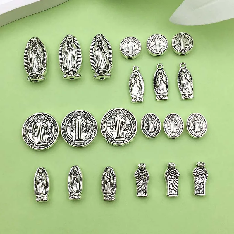 20/21 pz antico argenteo vergine maria distanziatore perline Charms lega metallo retrò ciondoli per gioielli fai da te che fanno accessori