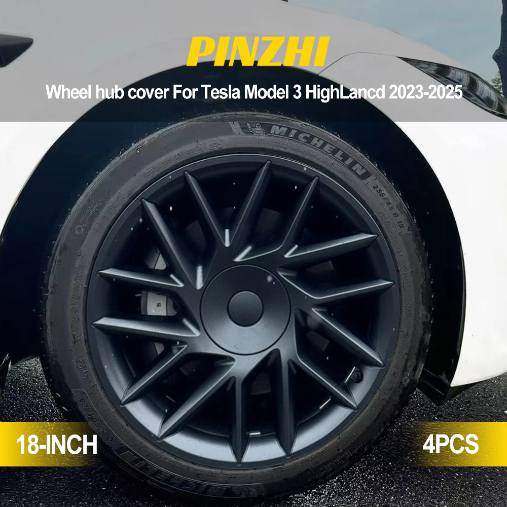 2023-2025 4 Stuks 18-Inch Wieldop Ontwerp Voor Tesla Model 3 Highland Wieldoppen Turbine Stijl hub Caps Vervanging Accessoires - afbeelding 2