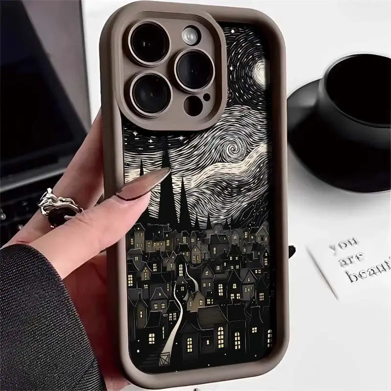 Luxury City Starry Sky Phone Case for Samsung S25 S24 S23 S22 S21 S20 Note 20 FE Plus Ultra 4G 5G Soft Silicone TPU Cover