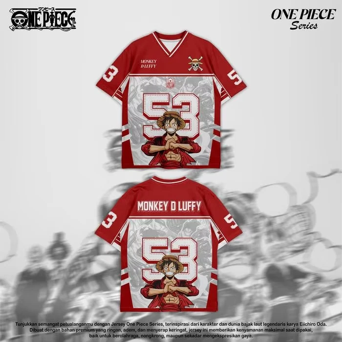 

One Piece Anime Series Jersey Korean Style Kpop Baseball Hockey Oversize Fashion Casual T-shirt Y2k Anime Daily Unisex Tops Tee