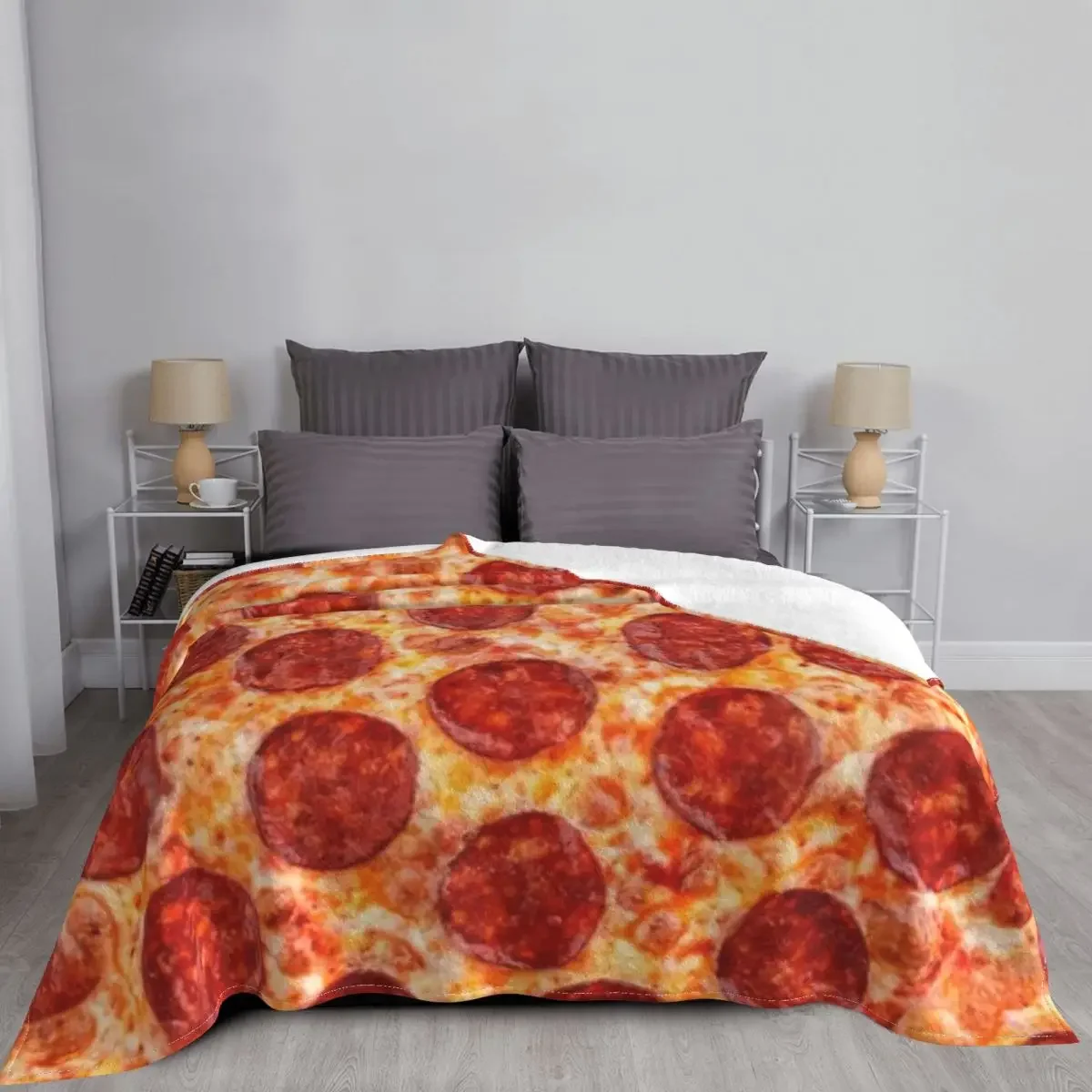 Portable soft warm flannel pizza blanket shape lavash wool sofa badroom plaid plush bedspread winter throw blanket
