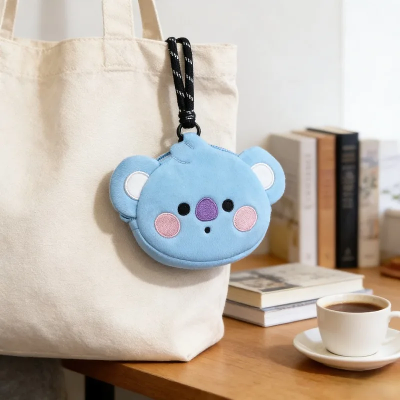 Korean BT21 Peripheral Lanyard Coin Purse Cute Cartoon Doll Anime Crossbody Bag Mini Creative Fashion Couple Birthday Gift view 2