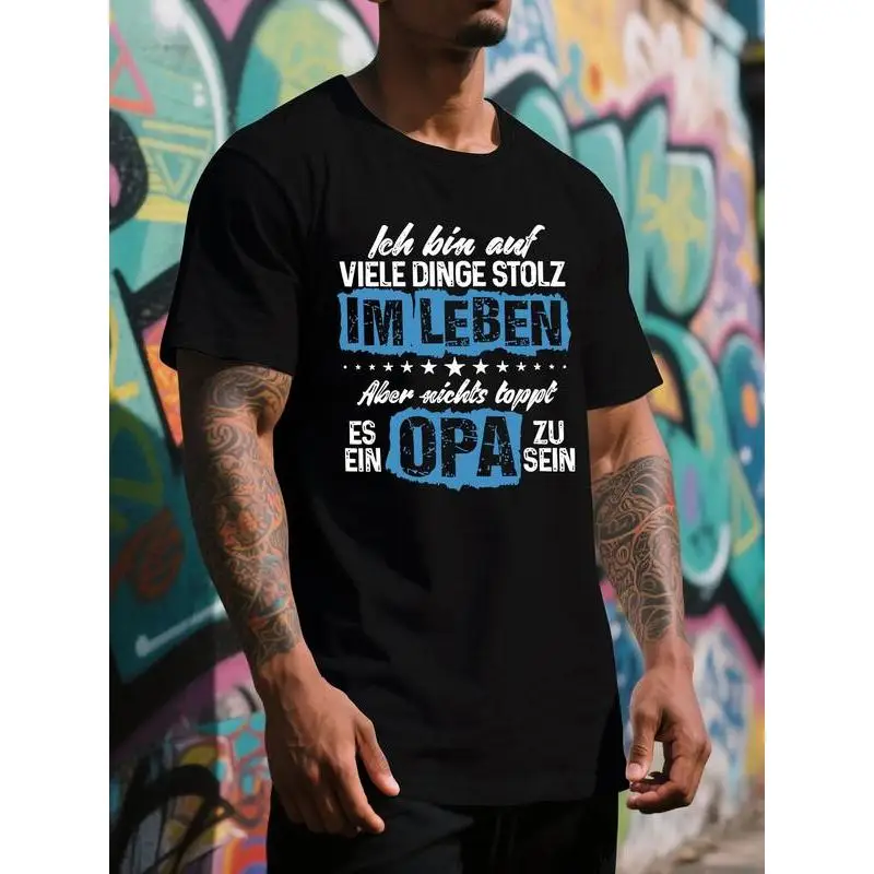 

Funny German T-shirt Men Grandpa Slogan Top Opa Graphic Tee Dad Father's Day Gift Streetwear