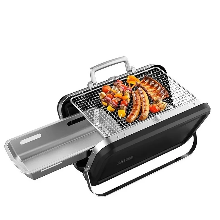 Chinese Supplier Briefcase Design Stainless Steel Folding Portable Camping Charcoal BBQ Grill