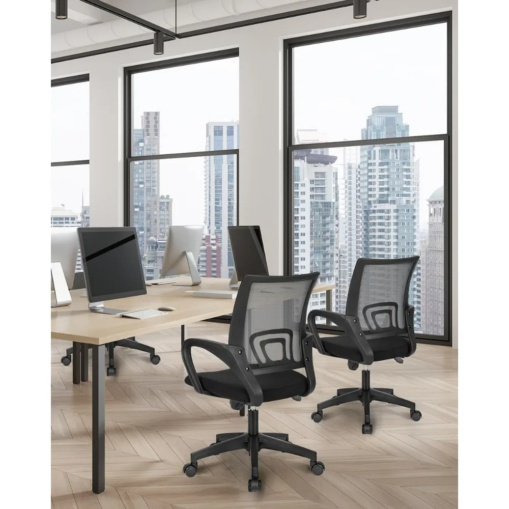 Black Mesh Gaming Office Chair Mid Back Lumbar Support Adjustable Height Swivel For Home Computer