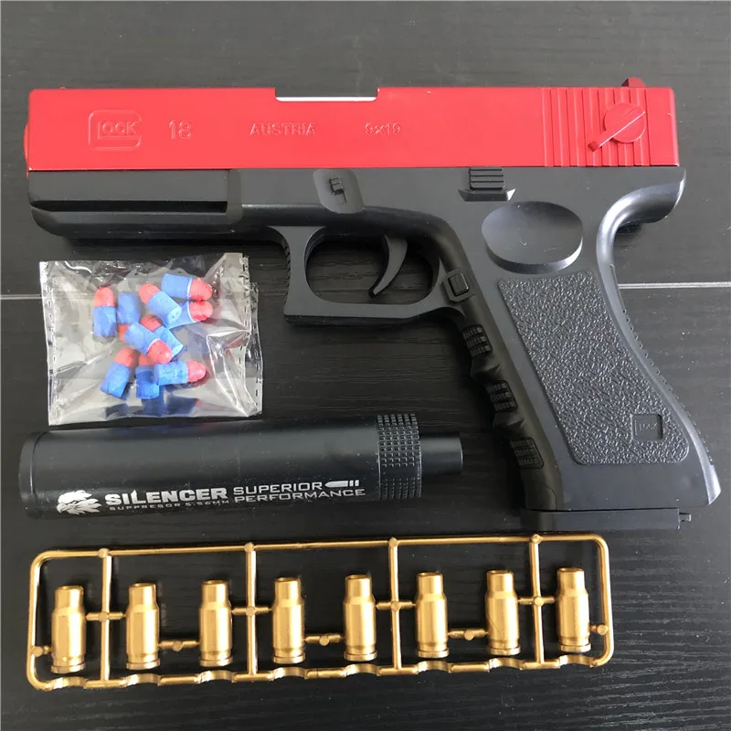 Soft Bullet Toy Gun Shell Ejection Foam Darts Pistol Desert Eagle Airsoft Gun With Silencer For Kid Adult