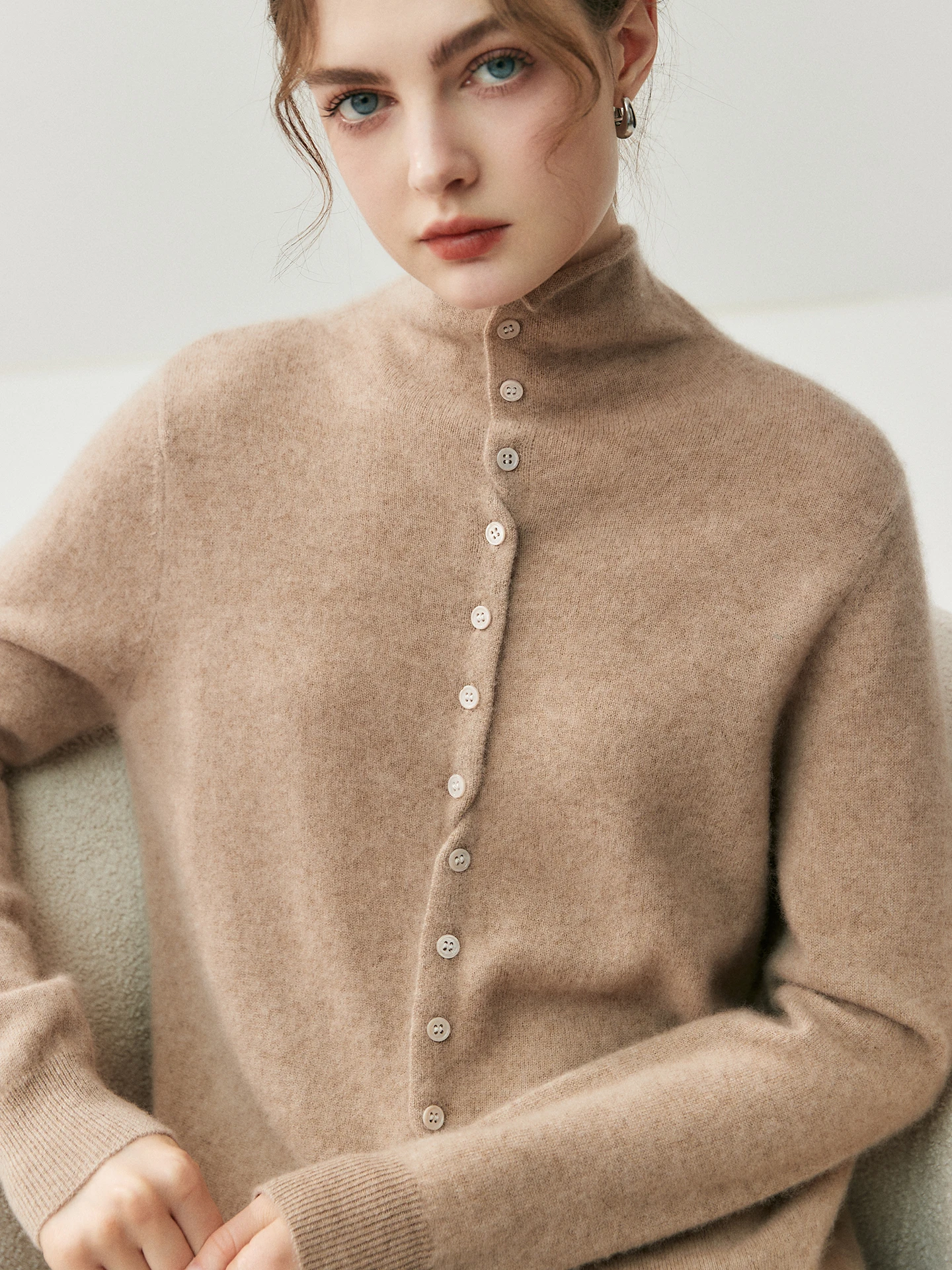 سترة Heen النسائية المحبوكة ذات الياقة العالية المفتوحة الناعمة لكاميرا الأطفال سترة فضفاضة ذات قاعدة مزدوجة الجوانب ملابس غير رسمية طويلة...