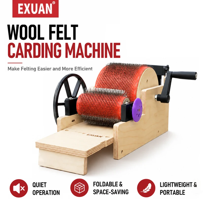 Hand Crank Wool Carder Manual Fiber Carding Machine Foldable Wool Combing Tool For Pet Hair Felt Making DIY Fiber Blending Craft