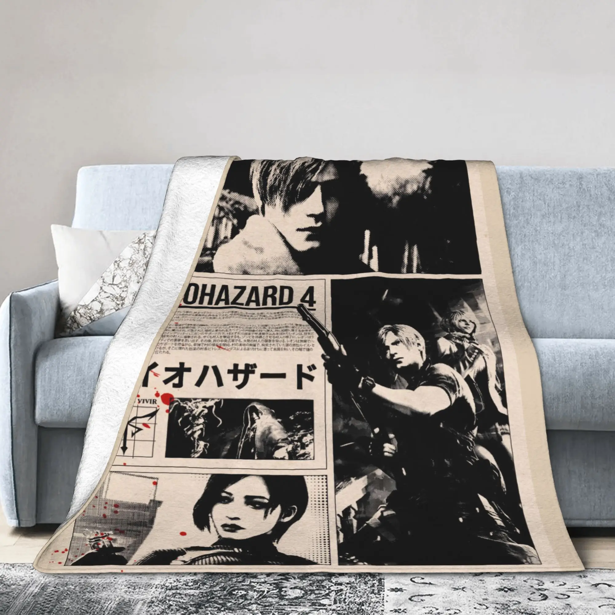 Residents Evils 4 Remake Flannel Blankets Winter  Warm Bedding Throws for Girls Boys Bedroom Graphic Bedspread Sofa Bed Cover
