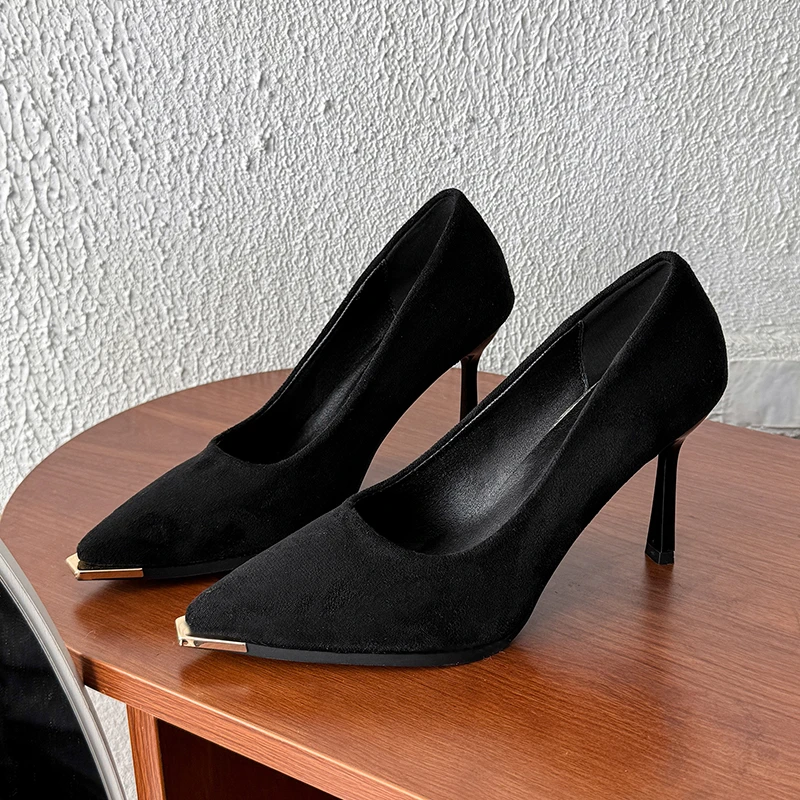 

2025 New Women New Fashion Slip on High Heel Shoes Lady Casual Spring & Summer Pointed Toe High Heels Tacones Altos