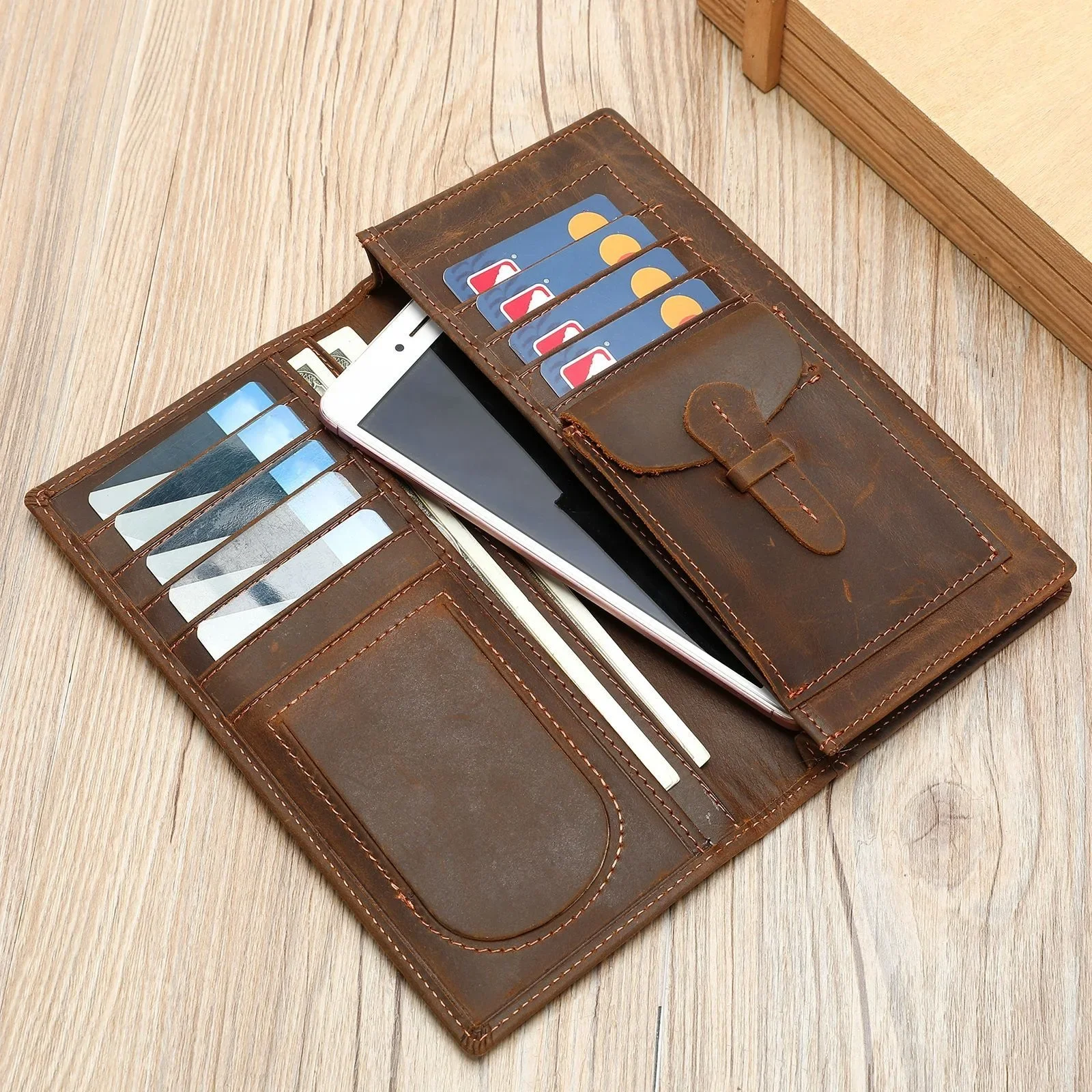 Venn Fashion Wallet Clutch RFID Credit ID Card Holder Leather Wallet Multi-card Slots Cell Phone Bag Vintage Money Case Purse
