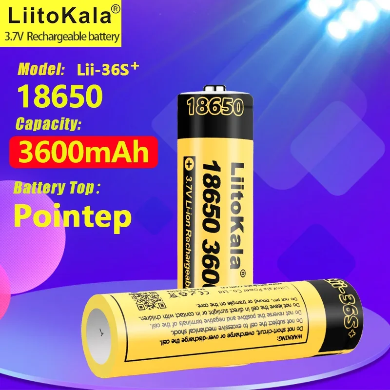 1-40 шт. LiitoKala Lii-36S заостренная батарея 18650 емкостью 3600 мАч CDR 10A Макс. 20A 3,7 В литий-ионная аккумуляторная батарея для фонарика