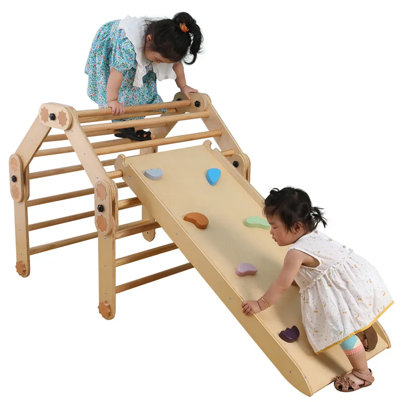 Wooden Folding Triangle Climbing Toy for Toddlers Montessori Inspired Indoor Climber & Play Structure for Gym Play