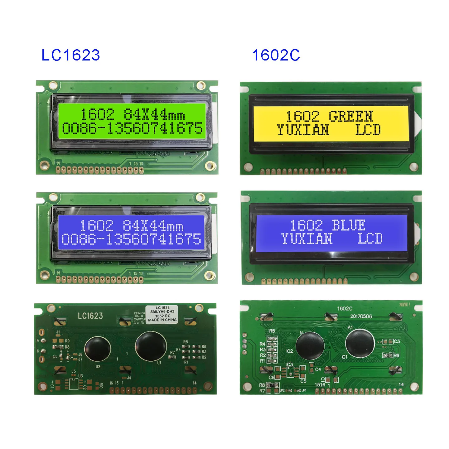 

Дисплейный модуль LCD 1602 16x2, размер печатной платы 84x44 мм, сине-зеленый экран 1602C LC1623 162H