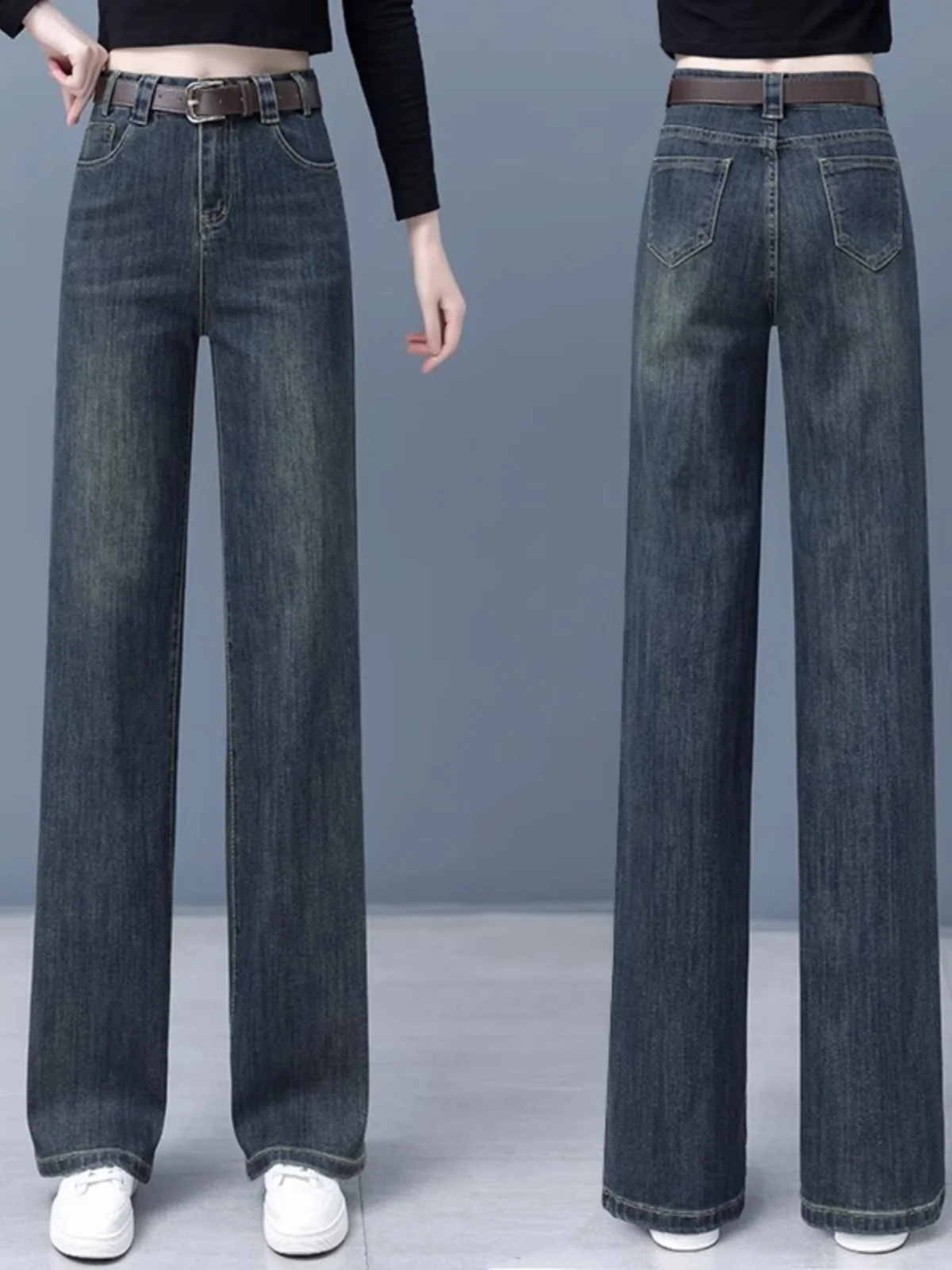 High Waist Straight Leg Jeans Women's Loose Fit Slimming Casual Trousers Trendy plus Size Wide Leg Pants Autumn Fashion