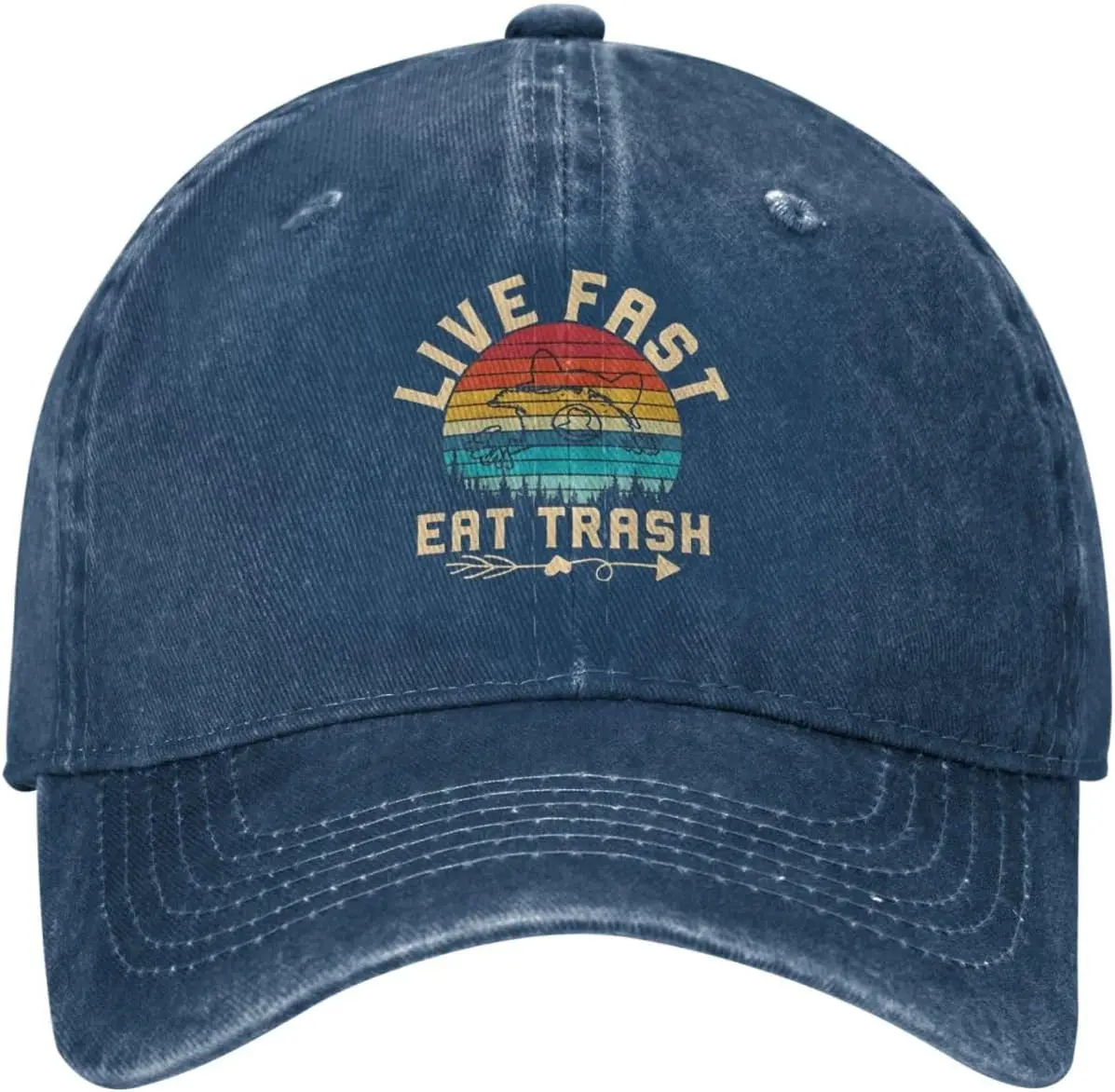 Live Fast Eat Trash Baseball Cap Washed Cotton Retro Trucker Hat for Unisex