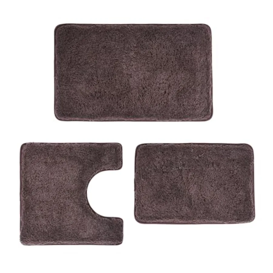 

3 Pieces Luxury Bathroom Rug Set with U-Shaped Toilet Rug Non-Slip Rubber Bottom Thick Microfiber Fluffy Plush Water absorption