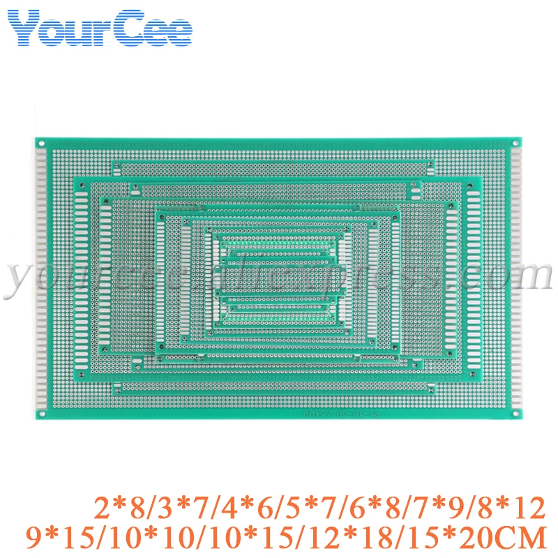 Double Side Prototype Pcb Breadboard Universal Printed Circuit Board 2X8 3X7 4X6 5X7 6X8 7X9 8X12 9X15 10X10 12X18 15X20CM