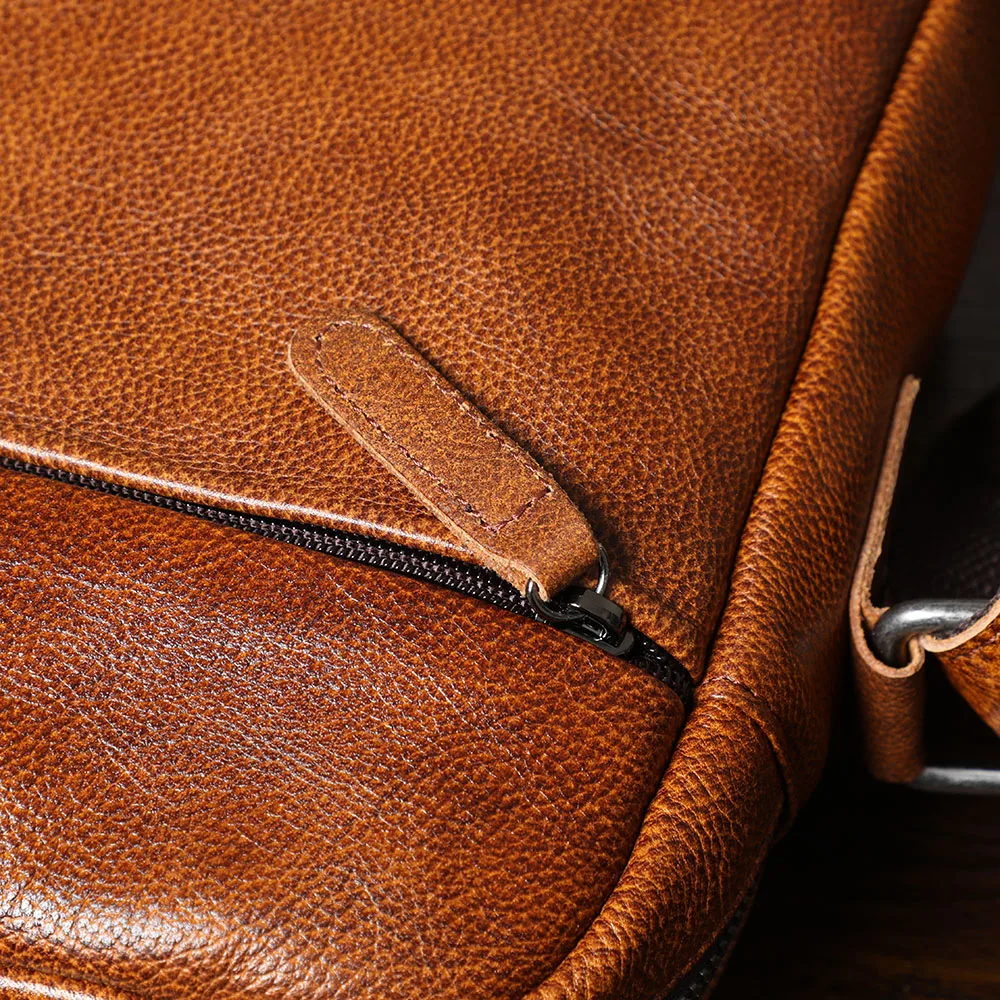 Vintage Echtleder Herren-Umhängetaschen Handgefertigte Crossbody-Messenger-Taschen für Männer Handy & Schlüssel – Detail 13