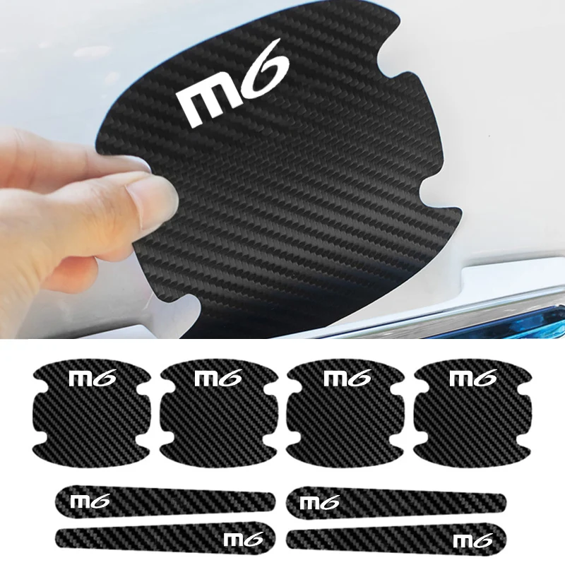 

Carbon Fiber Pattern Car Door Handle Anti-scratch Stickers for Mazda M6 Logo Auto Door Bowl Protector Decals Accessories