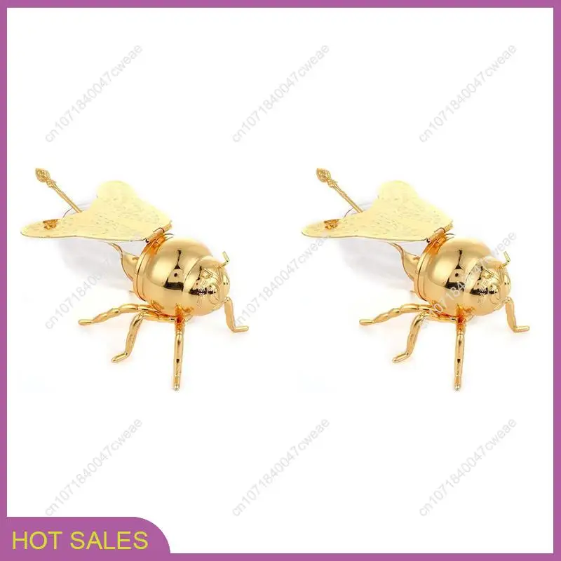 

2X Luxurious Honeypot Creative Metal Honey Containers With Dipper Honey Storage Jar Decorative Ornament For Storage Gold-A98U