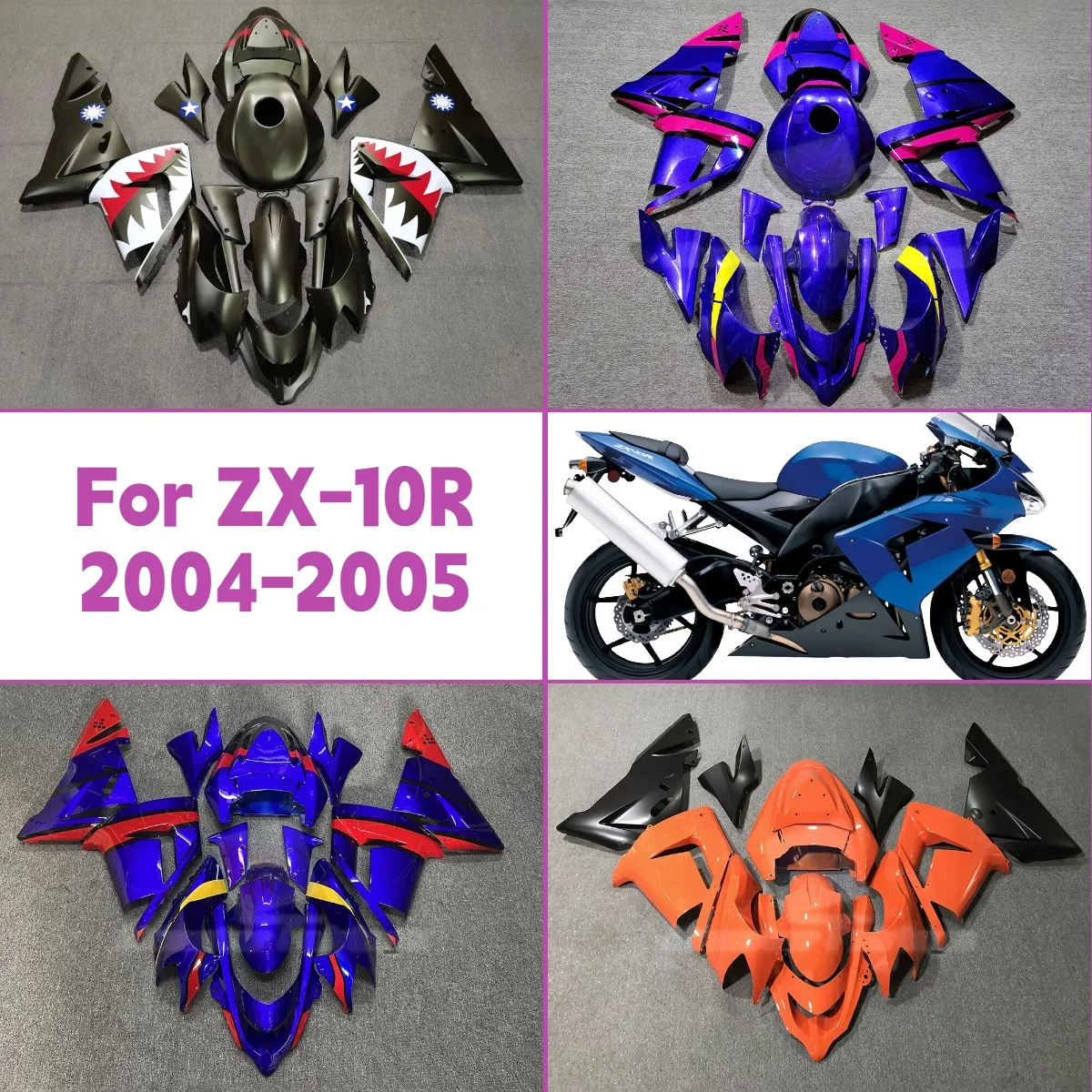 Motorcycle Fairings For 2004 2005 Kawasaki ZX-10R ABS Plastic Fairing Kit Bodywork Color options 04 05 ZX 10R