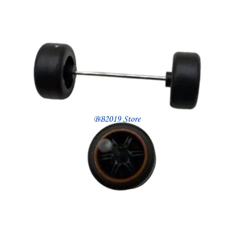 Q0KB 4 czarne koła zamienne z osiami do odlewanych ciężarówek z zabawkami w skali 1/64