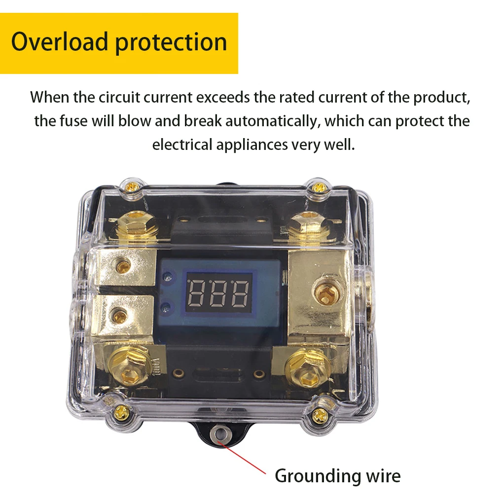 Car 1 in 2 out Fuse Holder Truck RVs Power Fuses Distribution Digital Voltage Display Circuit Protection Block