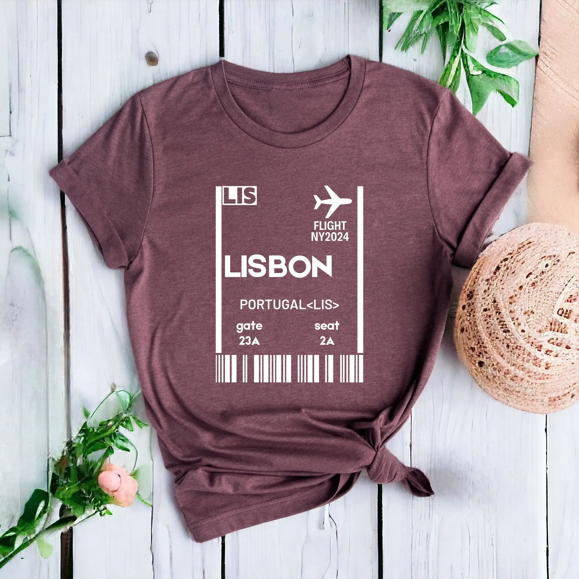 Lisbon Boarding Card T Shirt TickeT Portugal For Women Vacation