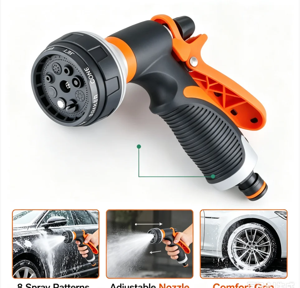 Garden Washing Cleaner High Power Pressure Car and Hose Nozzle Washer Water Spray Gun Adjustable Garden Hose Car Wash Water Gun