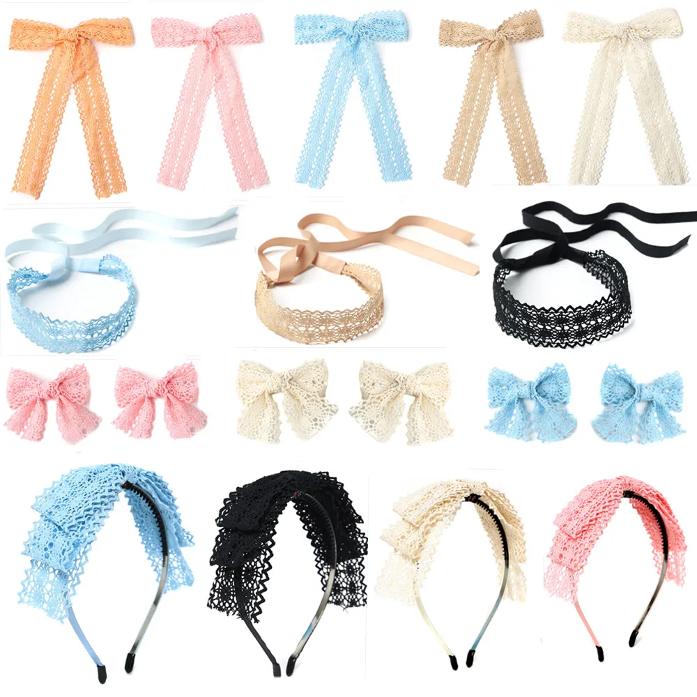 

Fashion Cotton Lace Ribbon Hairband Colorful Dressy Elegant Hairbow Hair Accessories Elegant Hair Scruchy headband