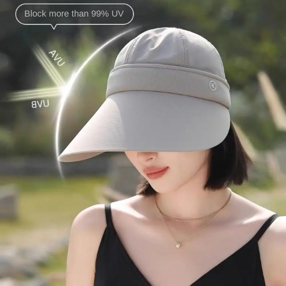 New Foldable Women's Summer Hat UV Protection Adjustable Big Brim Sun Hats Sunscreen with Removable Cap Top Golf Sports Hat