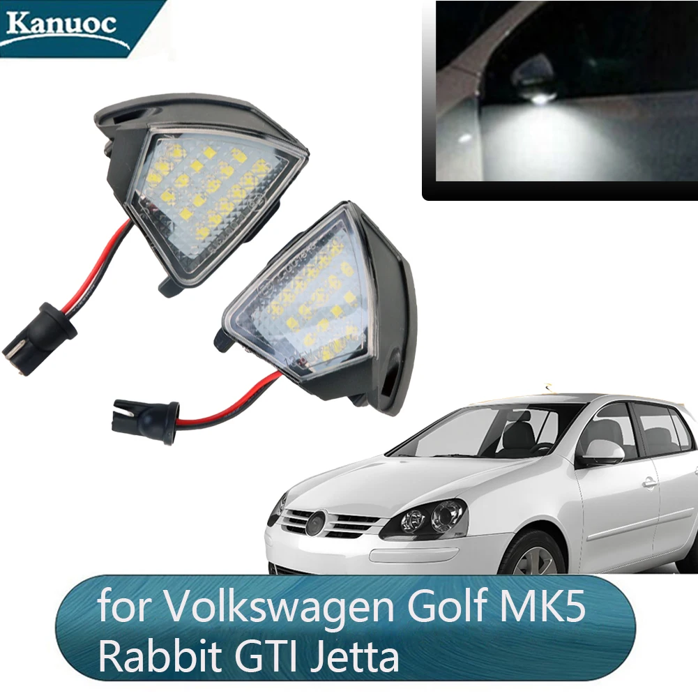 2Pcs Car Led Under Side Rearview Mirror Puddle Light For Volkswagen Golf MK5 Rabbit GTI Jetta Courtesy Puddle Lamp Xenon White