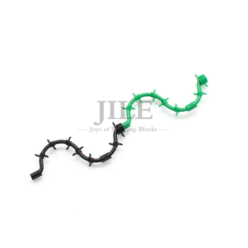 50pcs MOC Weapon Barbed Wire Roadblock Base Gate Bricks Chain Fence Mesh Isolation Building Blocks Compatiblewith Campsite Toys