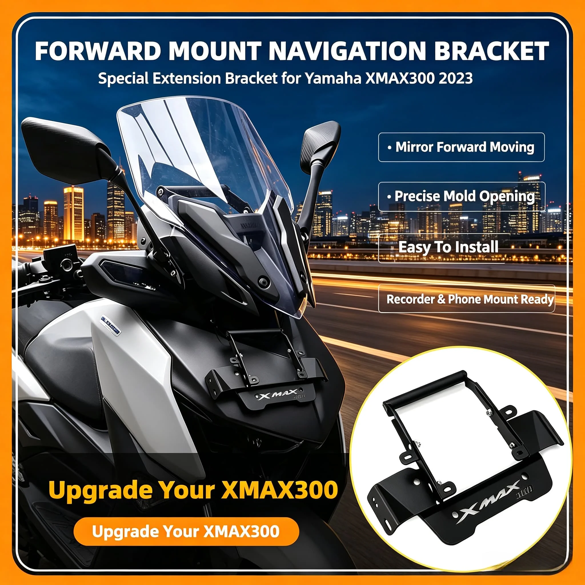 Special Forward Mount Navigation & Recorder Extension Bracket for Yamaha XMAX300 2023