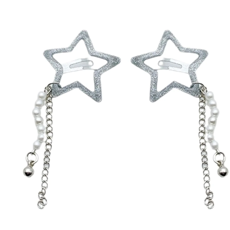 

2PCS/Set Silver Color Star Hair Clip Sweet Women Hairpin for Girl Metal Star Hair Barrettes Braids Drop shipping