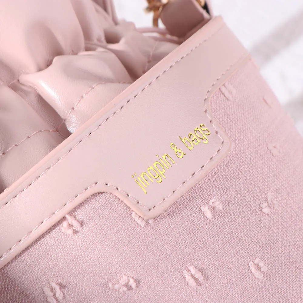 

Casual Korean Style Drawstring Bucket Bag Cylindrical Solid Color Pu Shoulder Bag Handheld Handbag Vegetable Basket Bag Outdoor