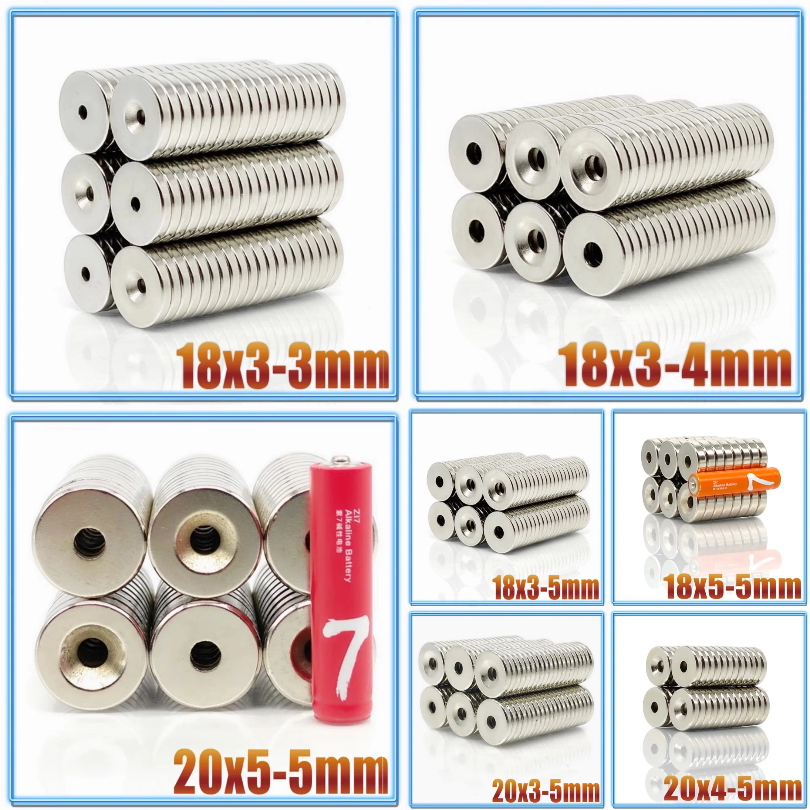 5-100pcs N35 NdfeB Neodymium Magnet 18x3-3 18x3-4 18x3-5 18x5-5 20x3-5 20x4-5 20x5-5mm Permanent Powerful Magnets Hardware