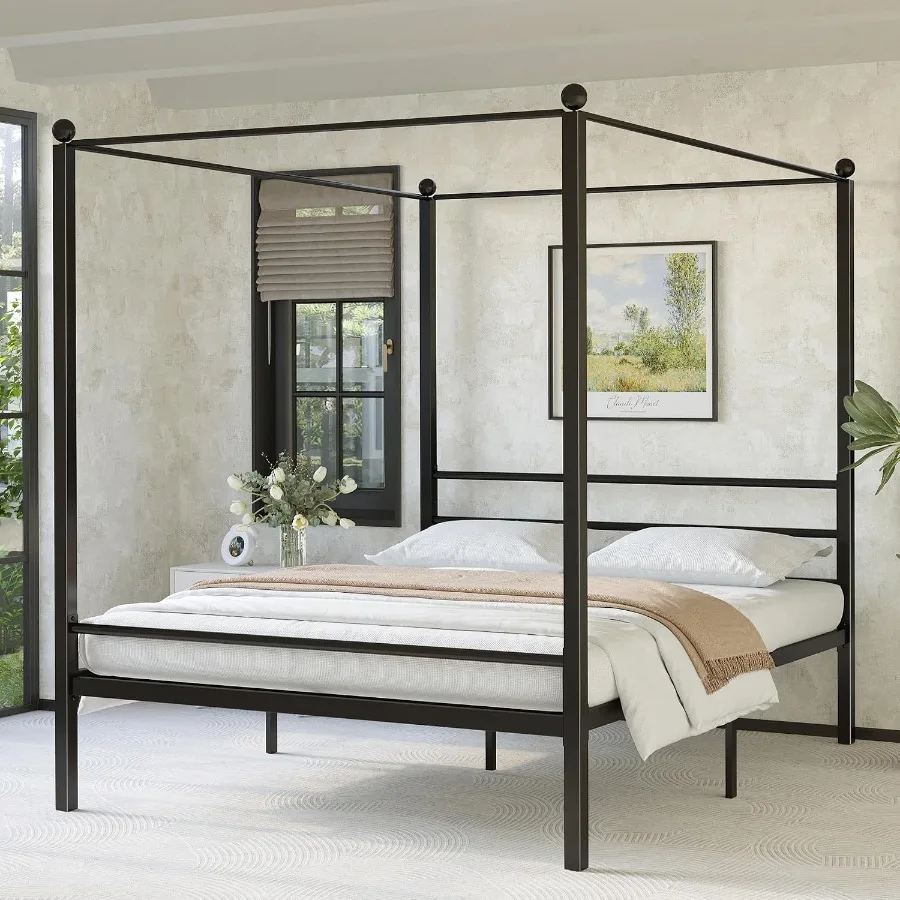 Canopy Bed Frame, Four Poster Metal Frame