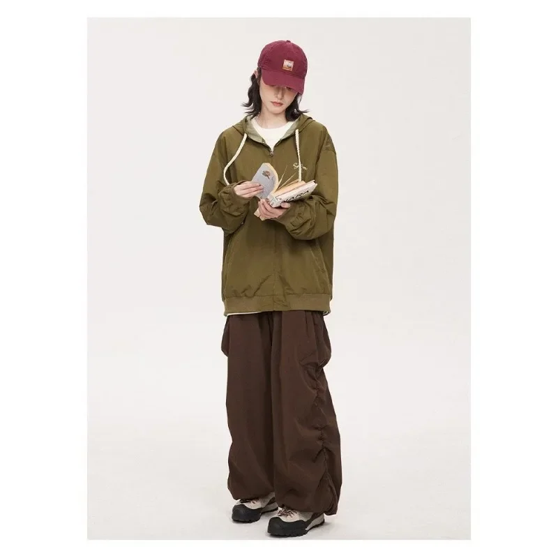 Deeptown Harajuku Women's Cargo Pants Baggy Japanese Street Style Vintage Pleated Brown Joggers Trousers Casual Hip Hop Fashion