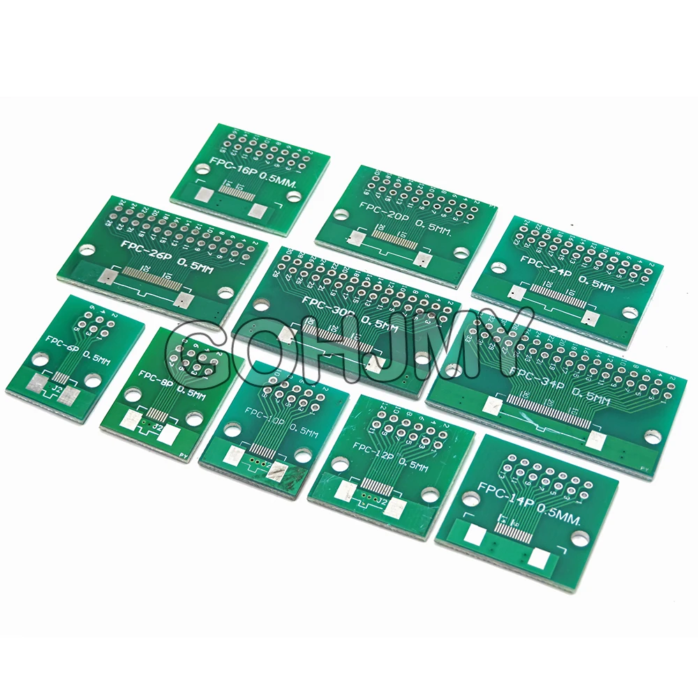 5PCS Double Side FPC/FFC 0.5mm 1mm 6/8/10/12/20/40/50/60 Pin to DIP 2.54mm SMT Adapter Socket Plate PCB Board Connector DIY KIT